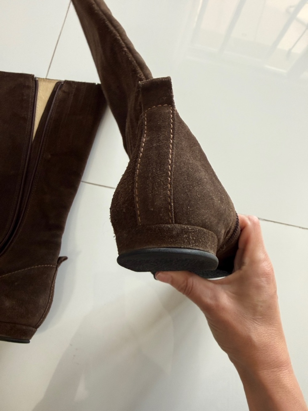 Boden Brown Suede Mid-Calf Flat Boots EU40 US 8.5 - Picture 5 of 11